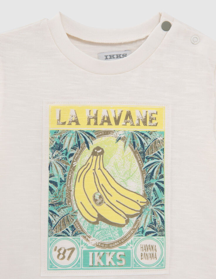 T-shirt &eacute;cru coton bio visuel bananes b&eacute;b&eacute; gar&ccedil;on-2