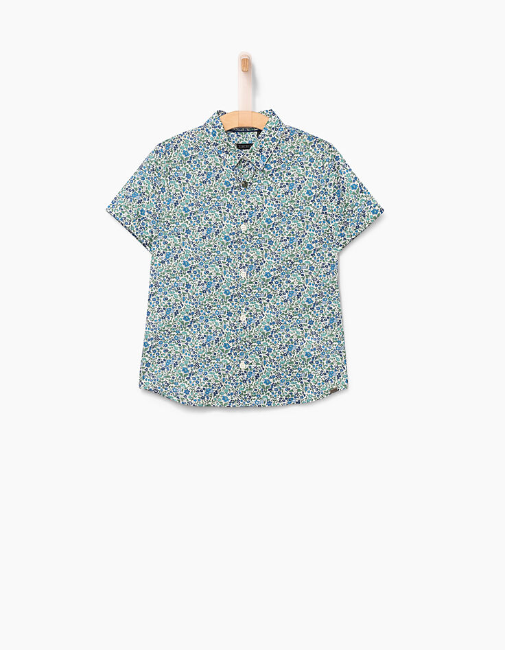 Chemise indigo Liberty® à motifs fleurs garçon-1