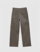 BATTLE khaki denim pants for girl-3