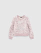 Lichtpaarse sweater tie and dye-print met tekst meisjes-1