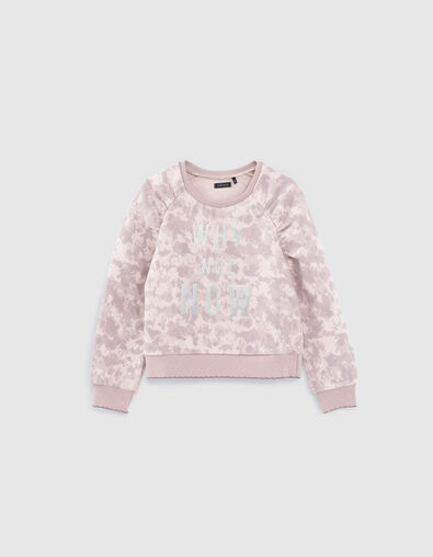 Lichtpaarse sweater tie and dye-print met tekst meisjes - IKKS