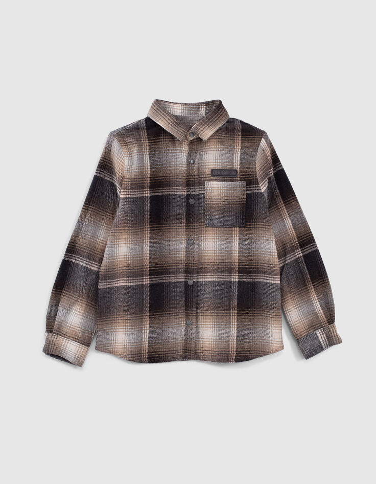 Chemise grise &agrave; carreaux en flanelle gar&ccedil;on -2