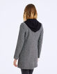Manteau mi-long en tweed à capuche amovible femme-3