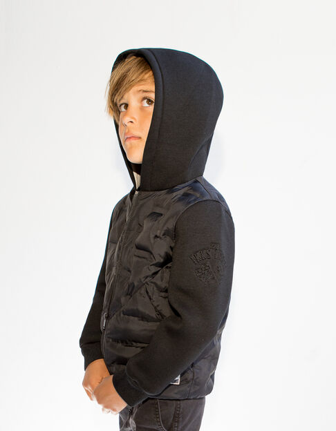 Boys' black mixed-fabric quilted body padded jacket