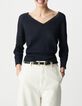Pull chic marine tricot lurex ajour&eacute; Femme-2