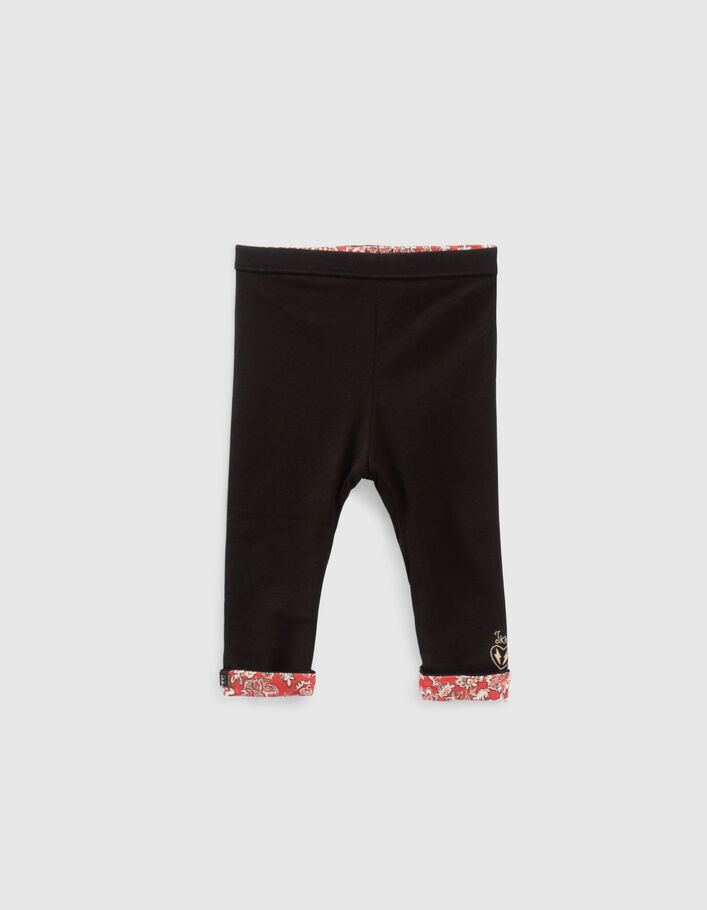 Omkeerbare legging rood met print en zwart babymeisjes - IKKS