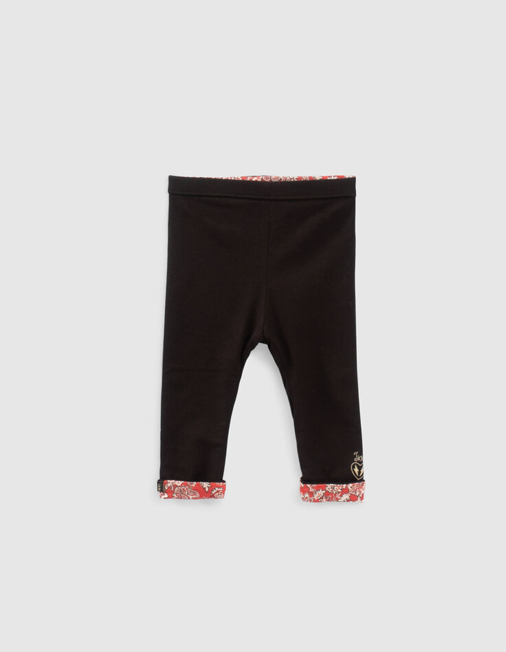 Leggings réversible rouge imprimé et noir bébé fille-2