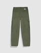 Vloeiende kaki cargo broek voor meisjes-5