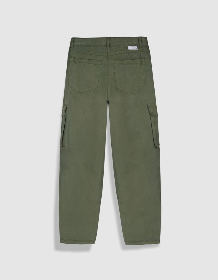 Vloeiende kaki cargo broek voor meisjes-5