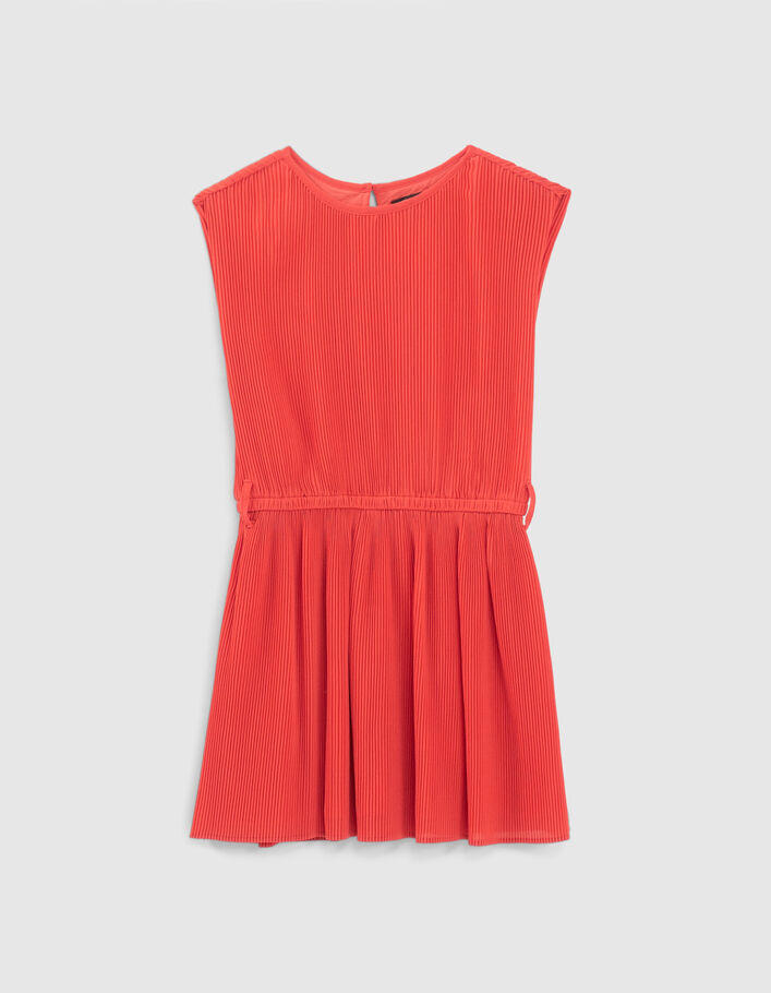 Robe rouge plissée avec ceinture fille - IKKS