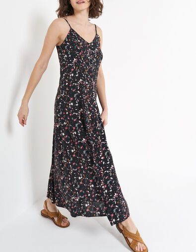 I.Code black terrazzo print long dress