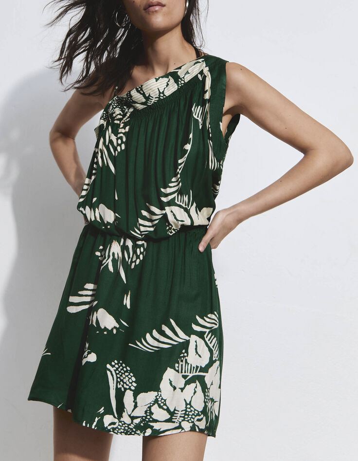 Pure Edition – Women’s green Jungle Vibe print dress-2