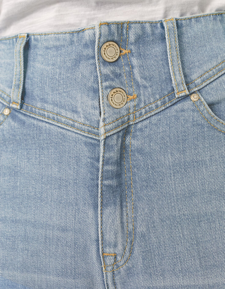 Jean slouchy bleu clair mid waist longueur cropped femme-4