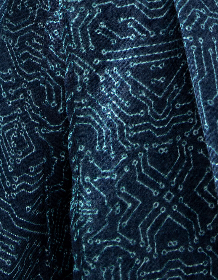 Pañuelo azul oscuro circuitos verde esmeralda Hombre-2