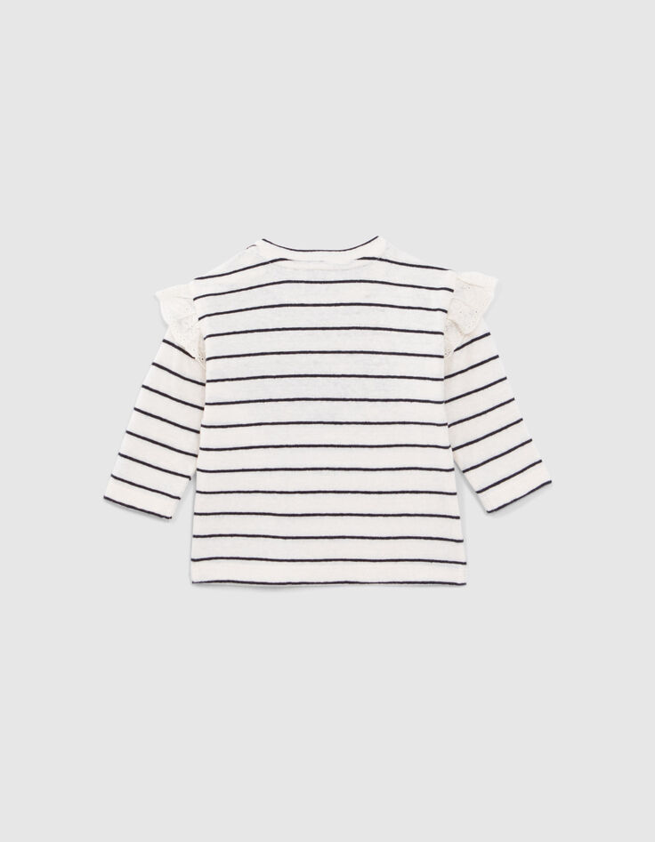 T-shirt marini&egrave;re &eacute;cru message brod&eacute; b&eacute;b&eacute; fille-3