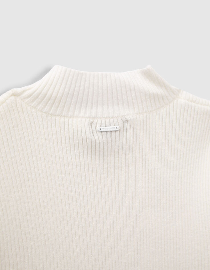 Girls’ white knit sweater with blue stripes-6
