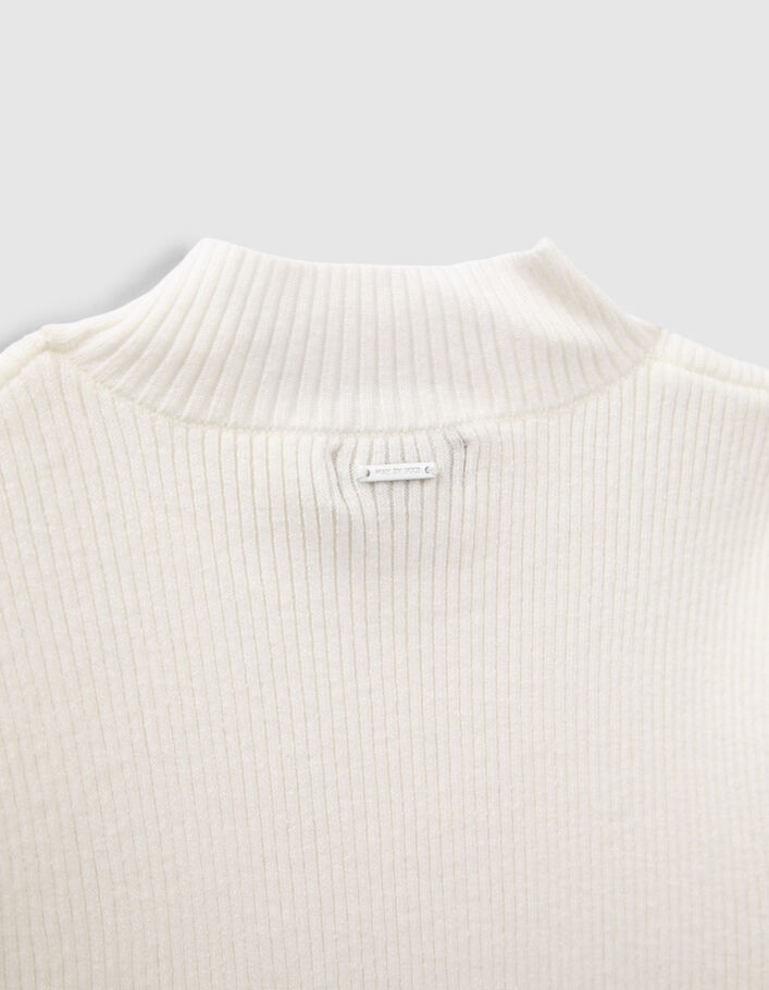 Girls’ white knit sweater with blue stripes - IKKS