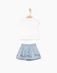 Set wit T-shirt en blauwe rok voor babymeisjes-3