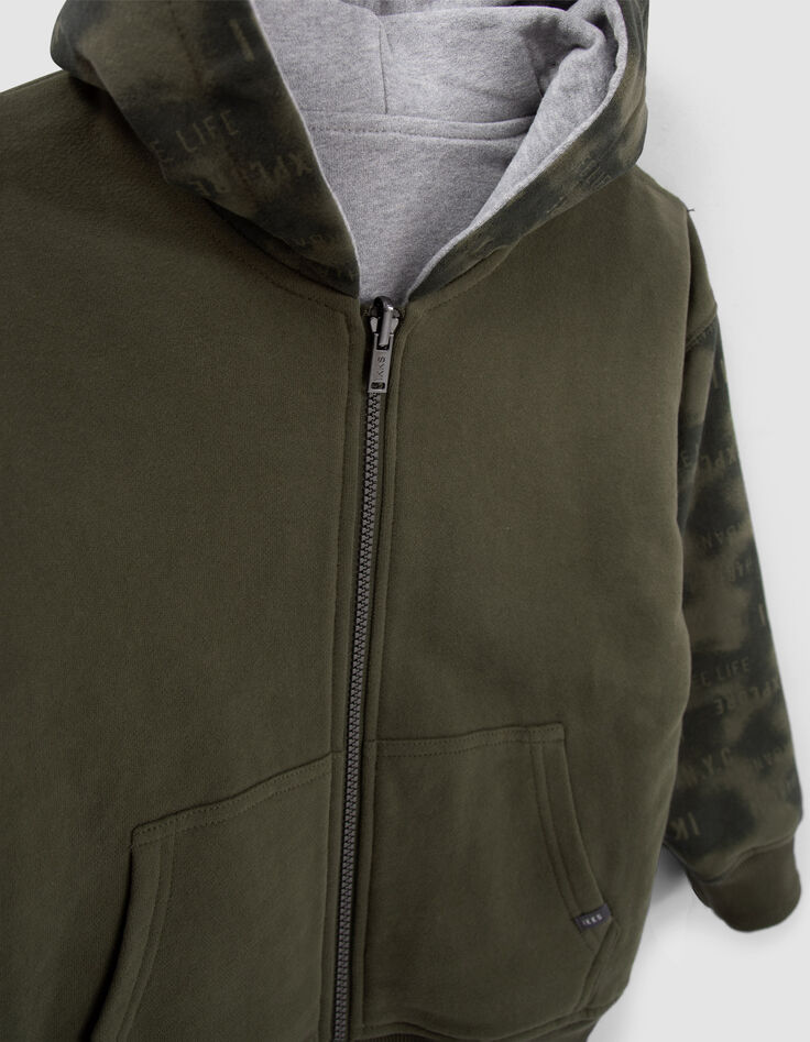 Boys’ khaki/grey reversible hooded cardigan-5