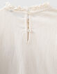 Girls’ ecru waffle T-shirt, pleated collar and cuffs-6