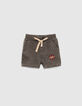 Baby boys’ grey denim elasticated waist Bermuda shorts-1