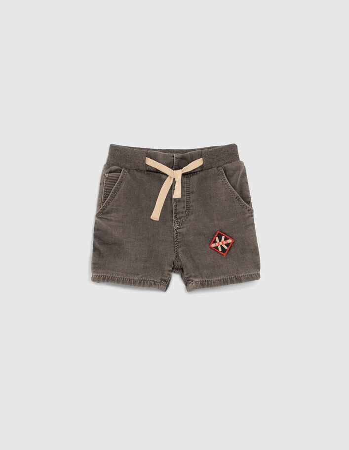 Baby boys’ grey denim elasticated waist Bermuda shorts - IKKS