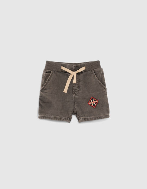 Baby boys’ grey denim elasticated waist Bermuda shorts