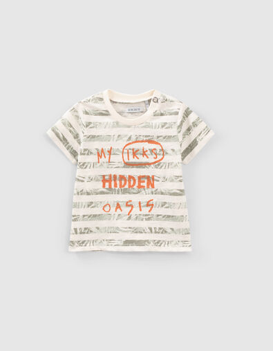Baby boys’ ecru jungle stripe organic cotton T-shirt - IKKS