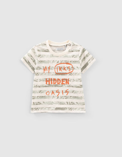 Baby boys’ ecru jungle stripe organic cotton T-shirt