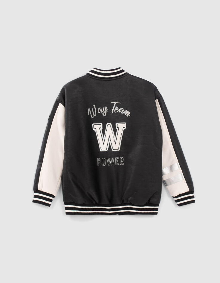 Blouson teddy noir et blanc bi-mati&egrave;re-3