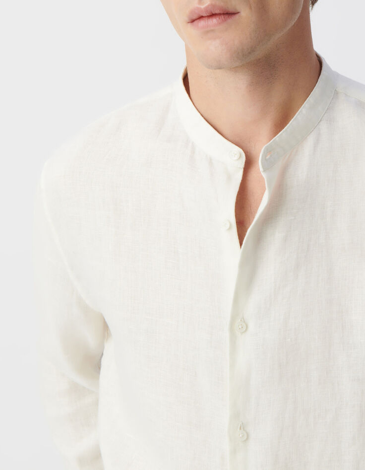 Camisa REGULAR tiza cuello Mao lino hombre-4