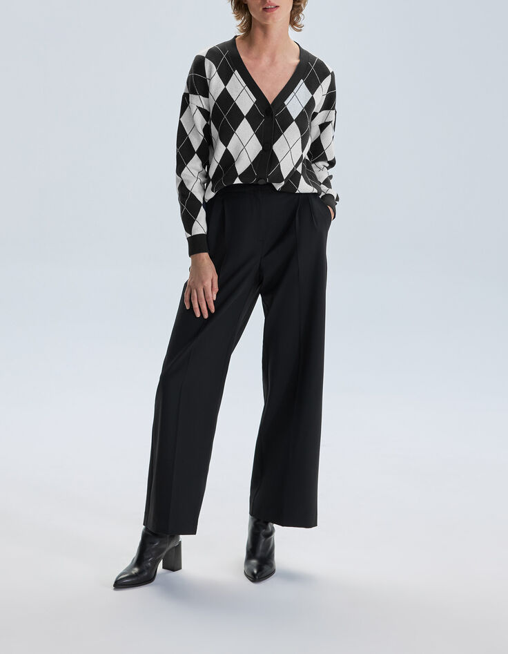 Gebreid vest grijs en ecru Argyle-motief Dames-6
