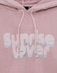 Sweat rose cropped à capuche message pailleté fille-6