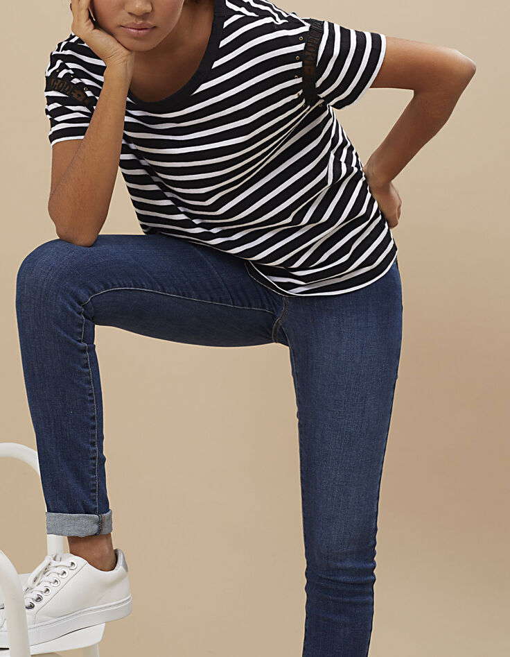 Matrozenshirt zwart met witte strepen met studs I.Code-1
