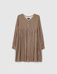 Robe camel imprim&eacute; petites fleurs fille-1