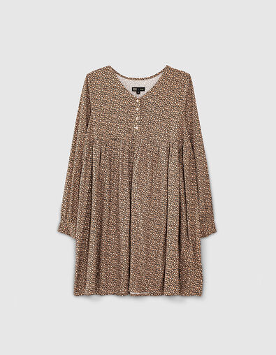 Robe camel imprim&eacute; petites fleurs fille - IKKS