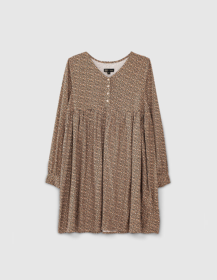 Robe camel imprim&eacute; petites fleurs fille-1