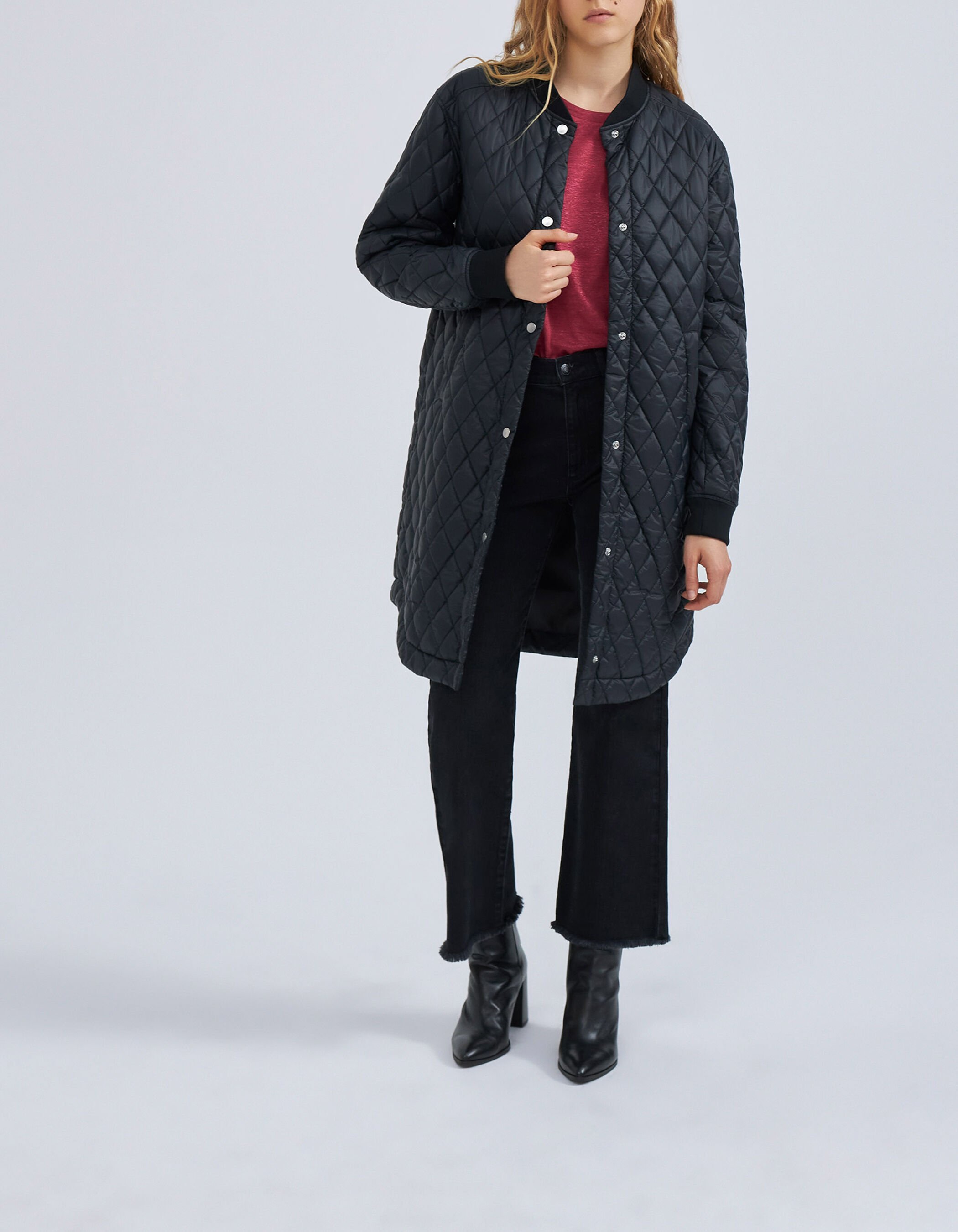 Quilted mid deals length jacket
