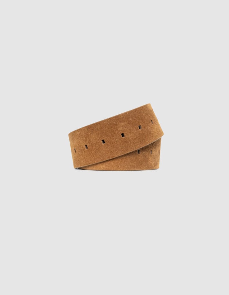 Women’s beige suede wide belt-3 Women’s beige suede wide belt-3