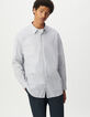 Herren 100% Baumwolle REGULAR blau gestreiftes Hemd-4