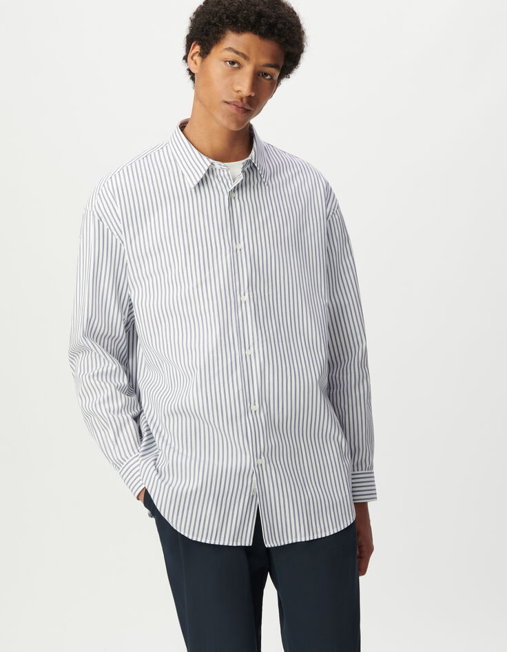 Herren 100% Baumwolle REGULAR blau gestreiftes Hemd-4 Herren 100% Baumwolle REGULAR blau gestreiftes Hemd-4