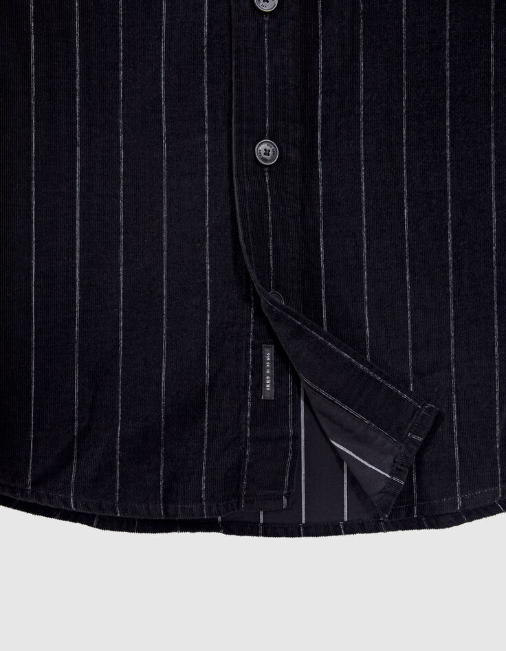 Men’s black striped organic velvet REGULAR shirt-3