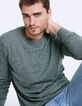 Pull blue green en maille chinée Homme-1