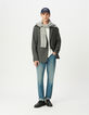 Men’s grey pinstripe suit jacket-1