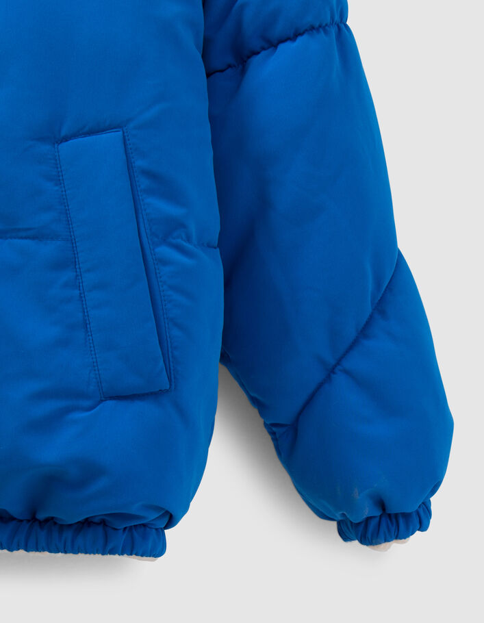 Omkeerbare pufferjas blauw en ecru Sherpa meisjes-6