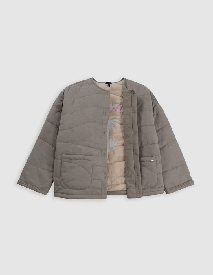 Blouson kaki matelassé maxi broderies dos fille-8