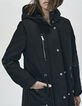 Parka mi-longue surpiquée twill coloris noir capuche femme-1