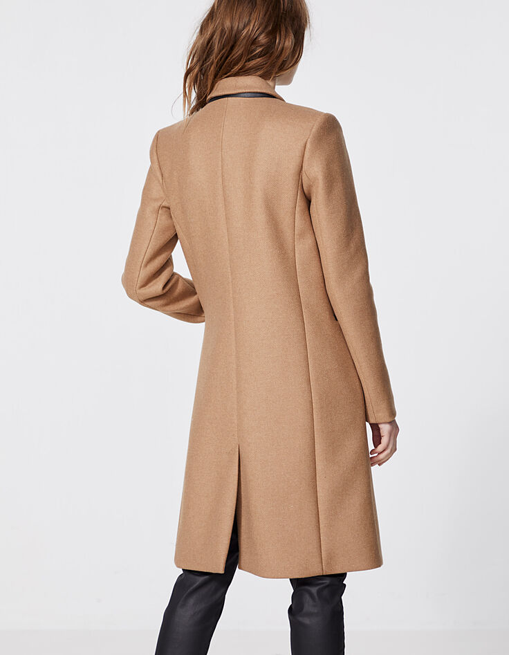 Manteau mi-long drap de laine col tailleur croisé femme-3