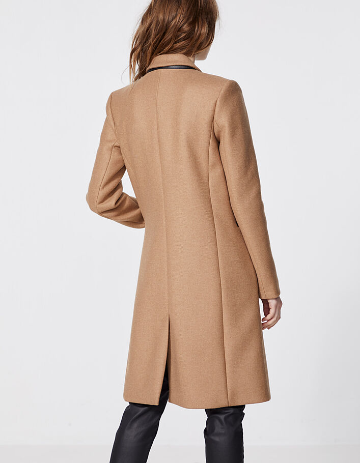 Women’s wrapover suit collar wool cloth mid-length coat - IKKS