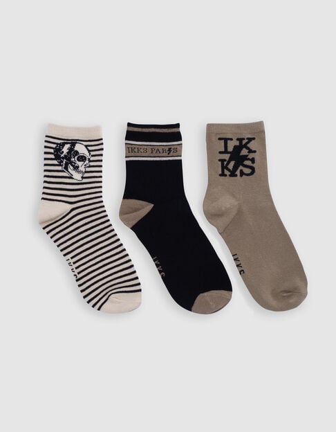 Socken für Jungen in Schwarz, Camel und Ecru - IKKS